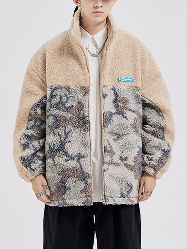 Helmiss - Patchwork Camouflage Sherpa Coat- Streetwear Fashion - helmiss.com