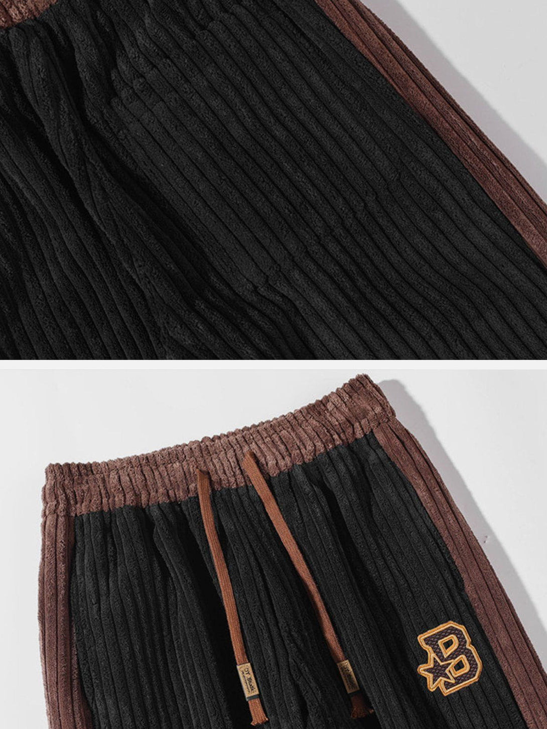 Helmiss - Patchwork Corduroy Sweatpants- Streetwear Fashion - helmiss.com