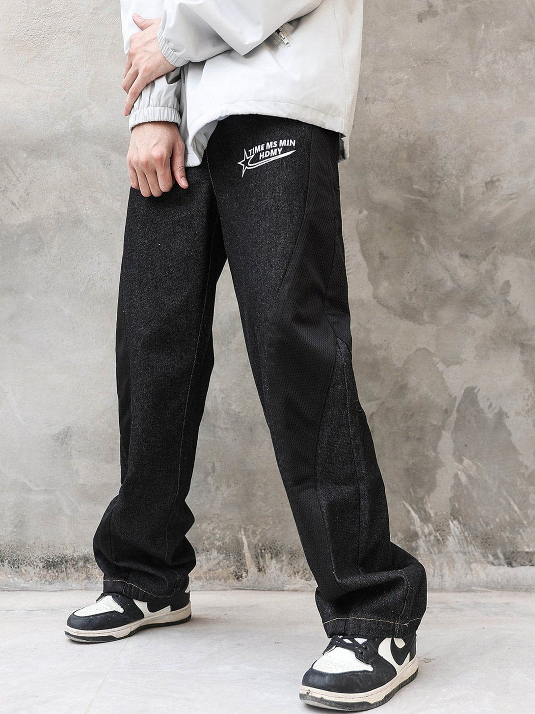 Helmiss - Patchwork Drawstring Jeans- Streetwear Fashion - helmiss.com