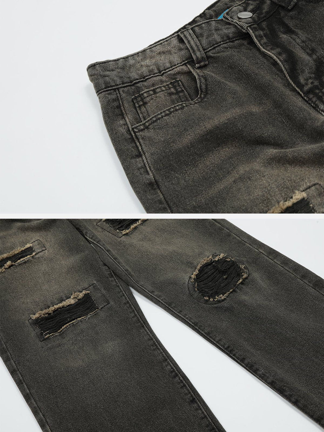 Helmiss - Patchwork Hole Jeans- Streetwear Fashion - helmiss.com