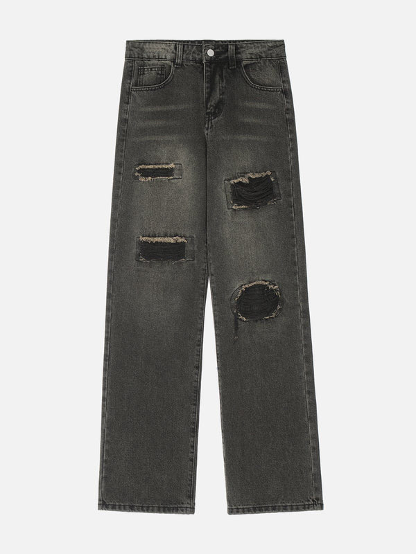 Helmiss - Patchwork Hole Jeans- Streetwear Fashion - helmiss.com