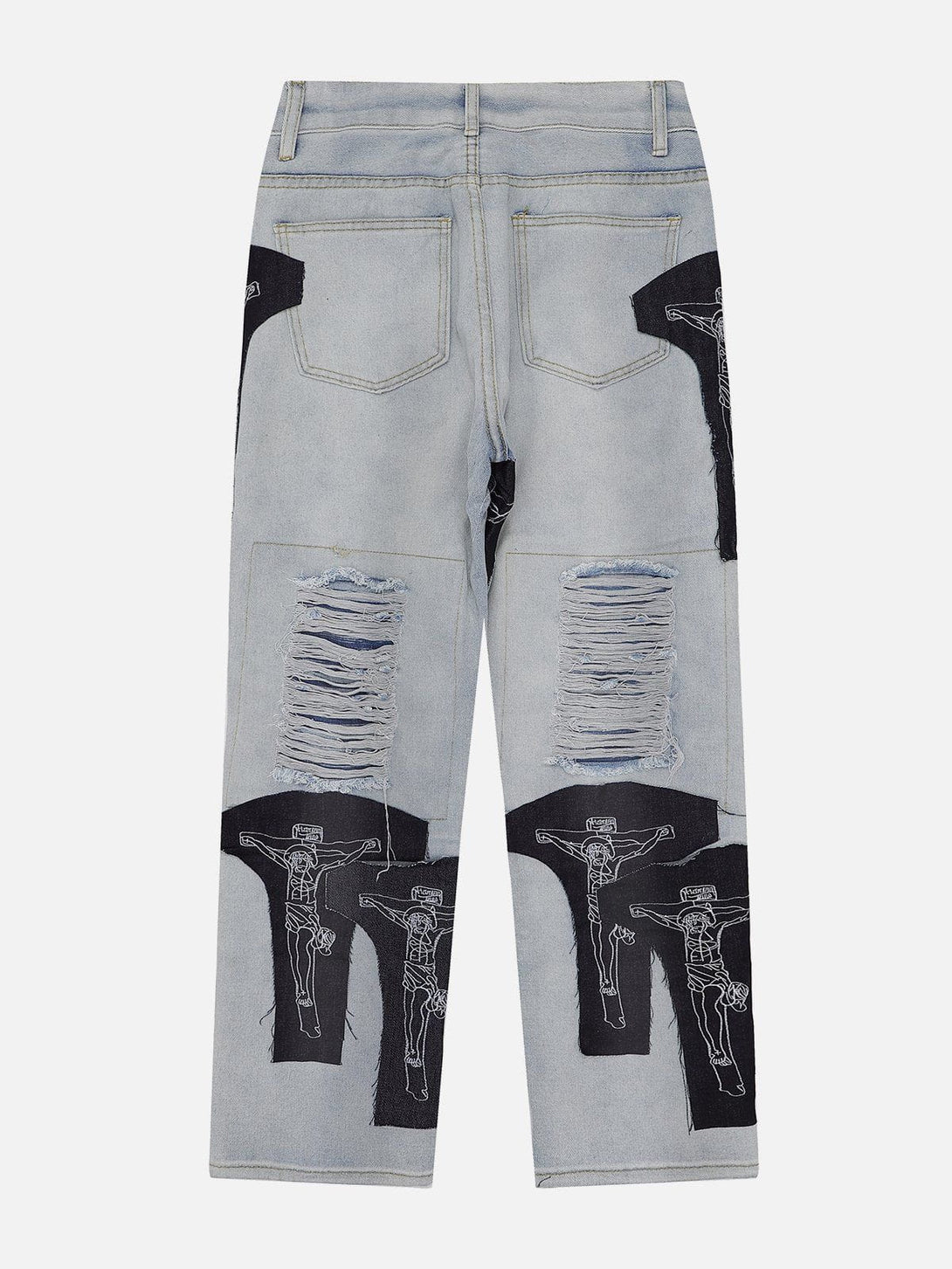 Helmiss - Patchwork Holes Jeans- Streetwear Fashion - helmiss.com