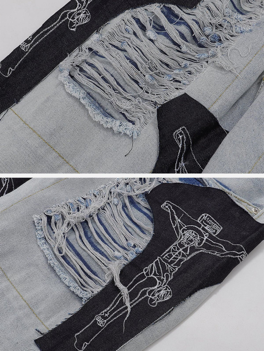 Helmiss - Patchwork Holes Jeans- Streetwear Fashion - helmiss.com