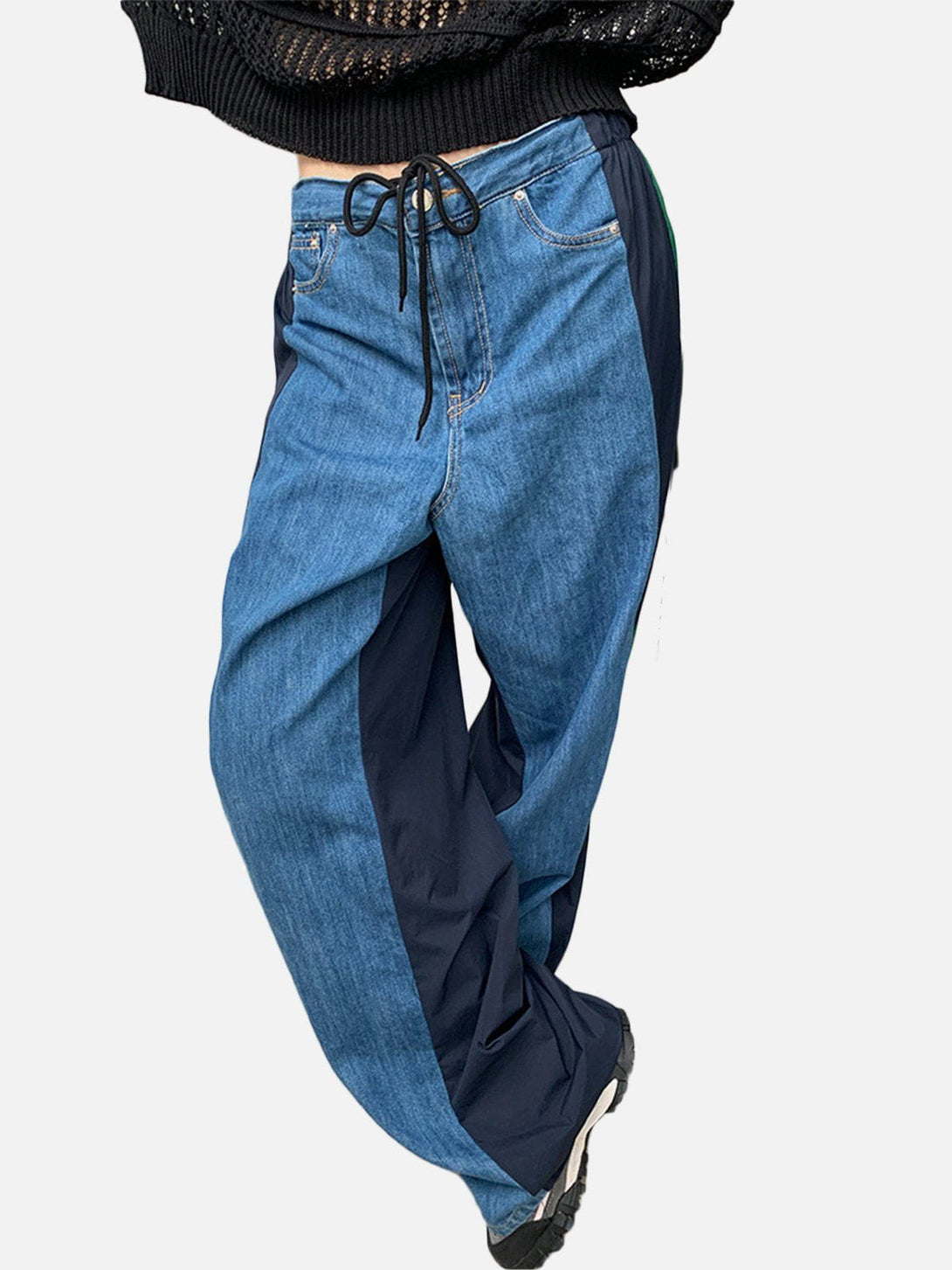 Helmiss - Patchwork Lanyard Jeans- Streetwear Fashion - helmiss.com