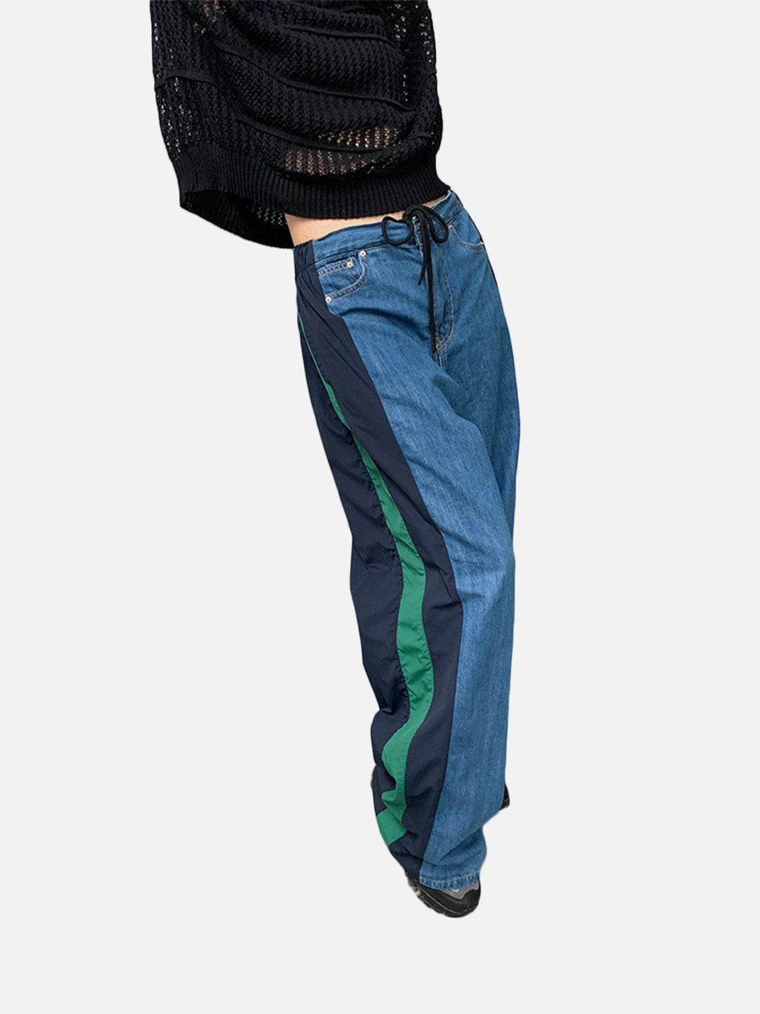 Helmiss - Patchwork Lanyard Jeans- Streetwear Fashion - helmiss.com