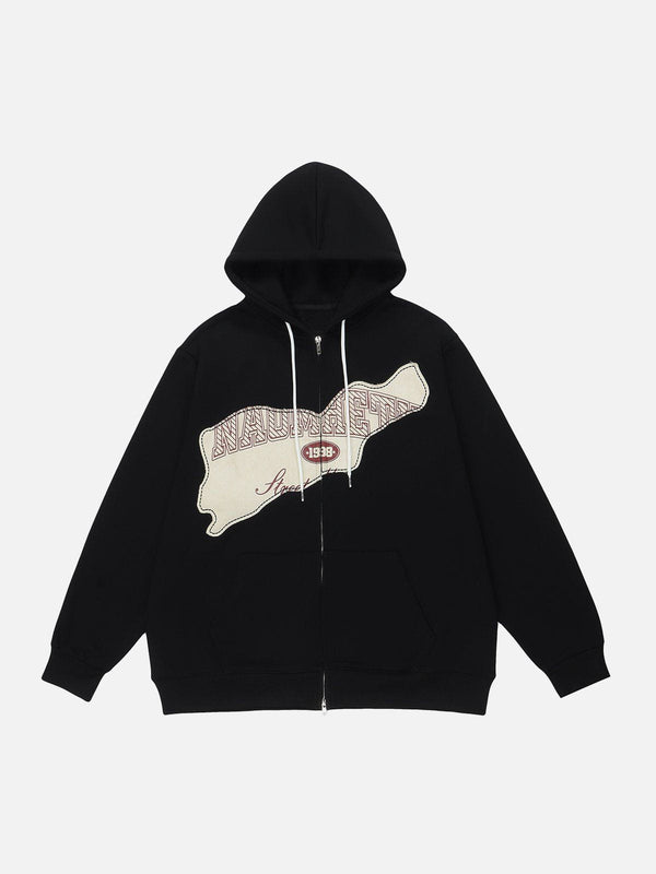 Helmiss - Patchwork Letter Print Hoodie- Streetwear Fashion - helmiss.com