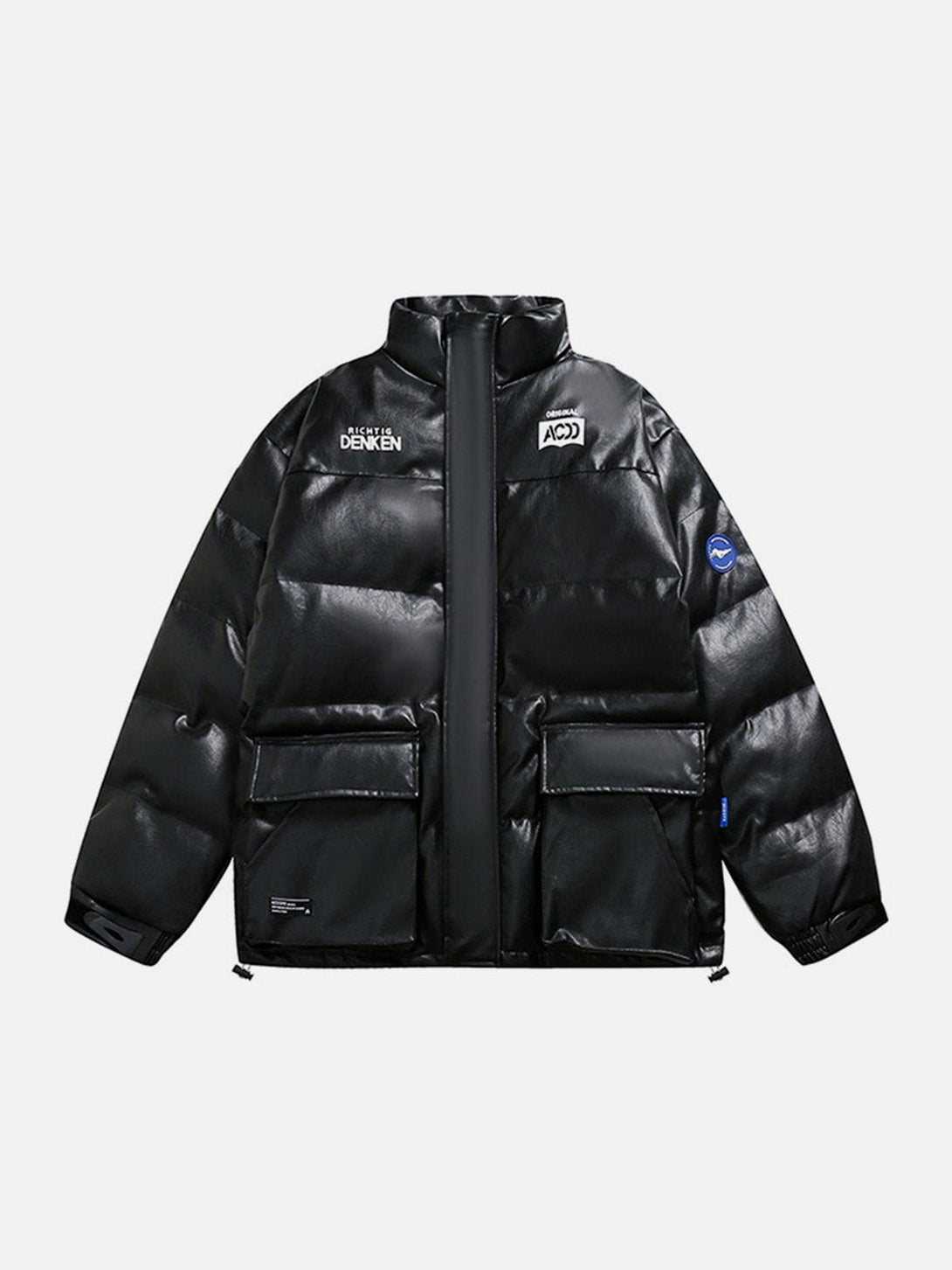 Helmiss - Patchwork PU Winter Coat- Streetwear Fashion - helmiss.com