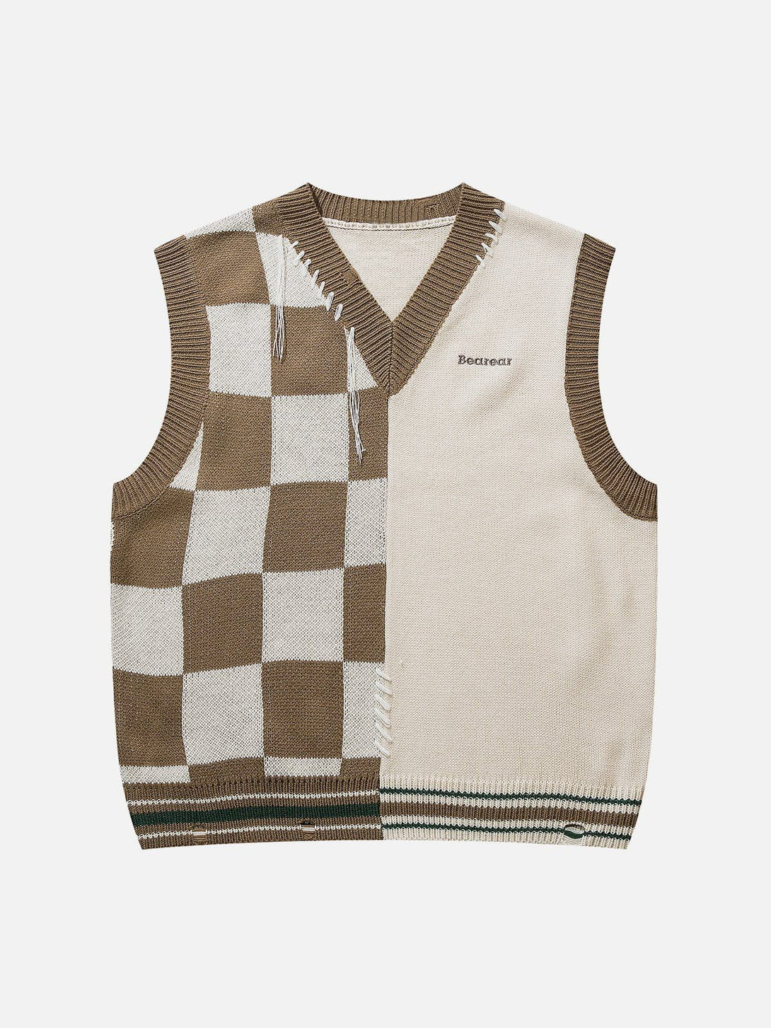 Helmiss - Patchwork Plaid Sweater Vest- Streetwear Fashion - helmiss.com