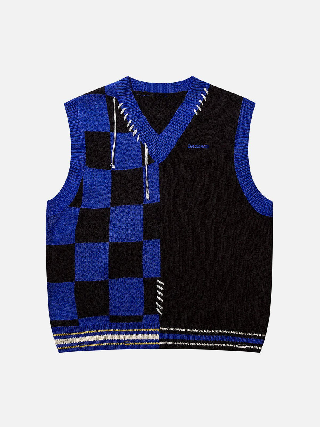 Helmiss - Patchwork Plaid Sweater Vest- Streetwear Fashion - helmiss.com