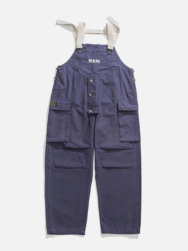 Helmiss - Patchwork Pockets Bib Pants- Streetwear Fashion - helmiss.com