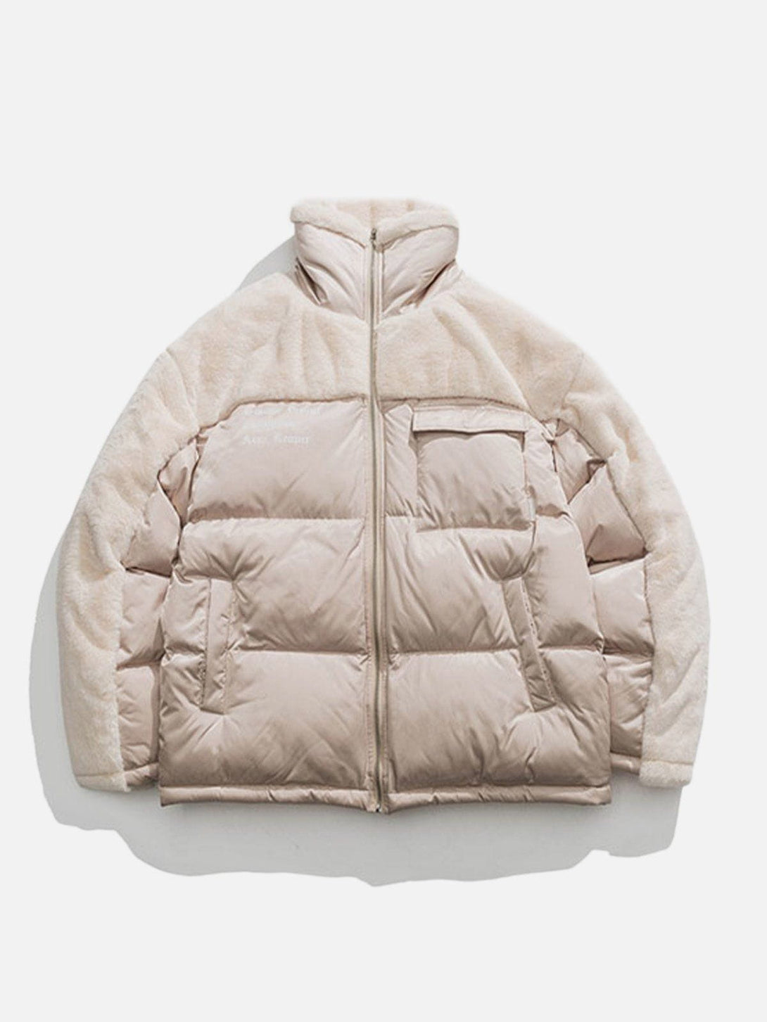 Helmiss - Patchwork Pockets Sherpa Winter Coat- Streetwear Fashion - helmiss.com