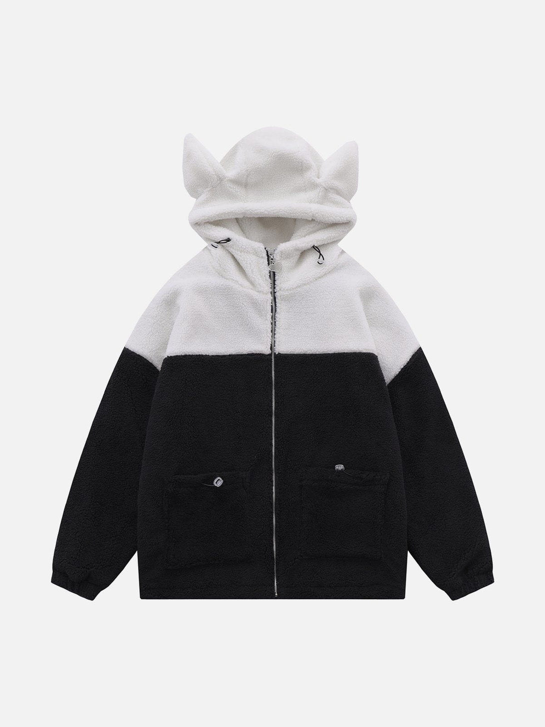 Helmiss - Patchwork Pointed Ears Sherpa Jacket- Streetwear Fashion - helmiss.com