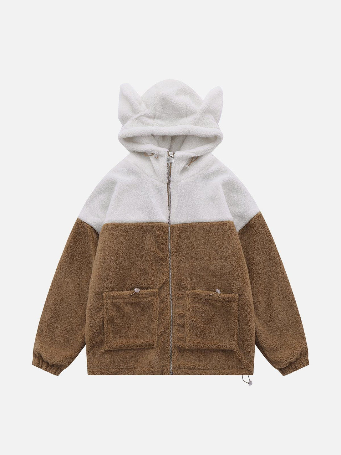 Helmiss - Patchwork Pointed Ears Sherpa Jacket- Streetwear Fashion - helmiss.com