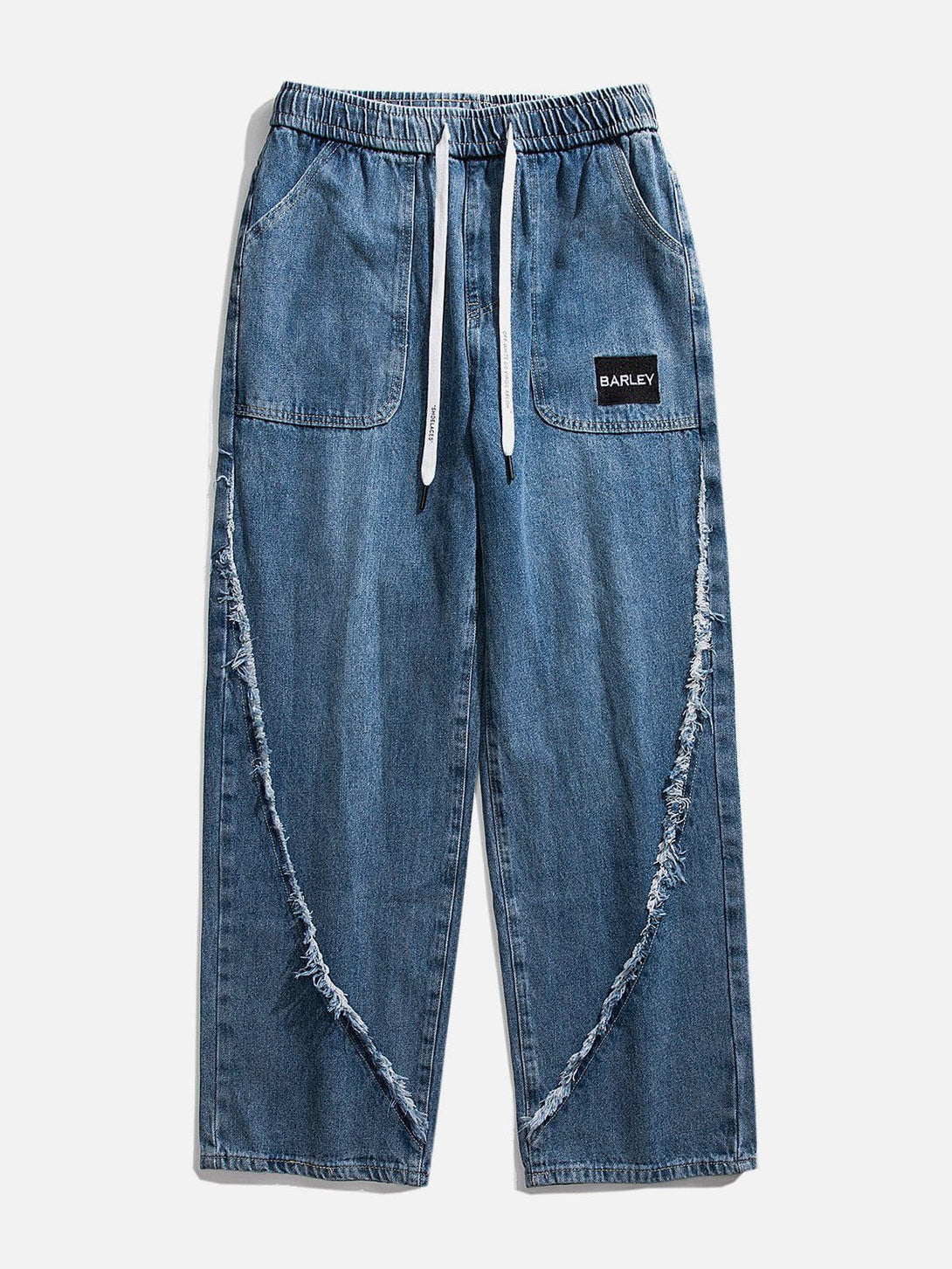 Helmiss - Patchwork Raw Edge Jeans- Streetwear Fashion - helmiss.com