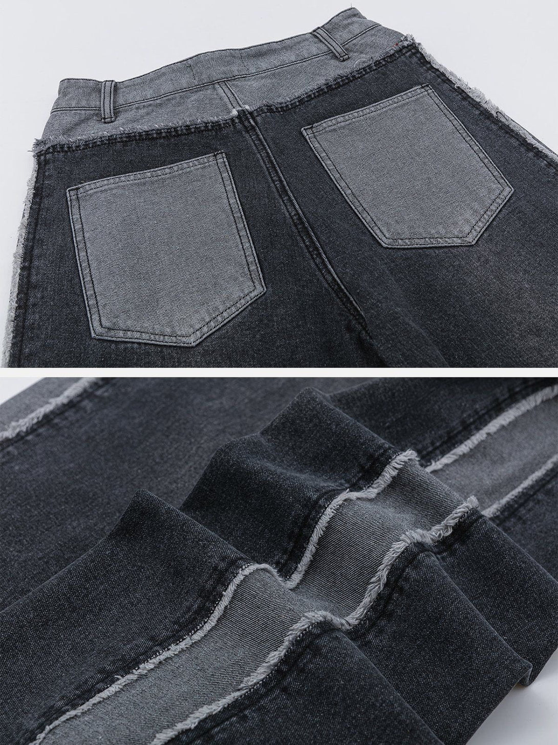 Helmiss - Patchwork Raw Edges Jeans- Streetwear Fashion - helmiss.com