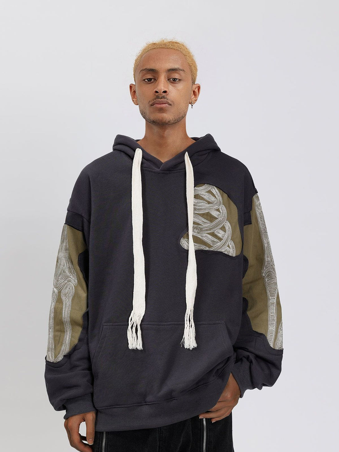 Helmiss - Patchwork Skeleton Hoodie- Streetwear Fashion - helmiss.com