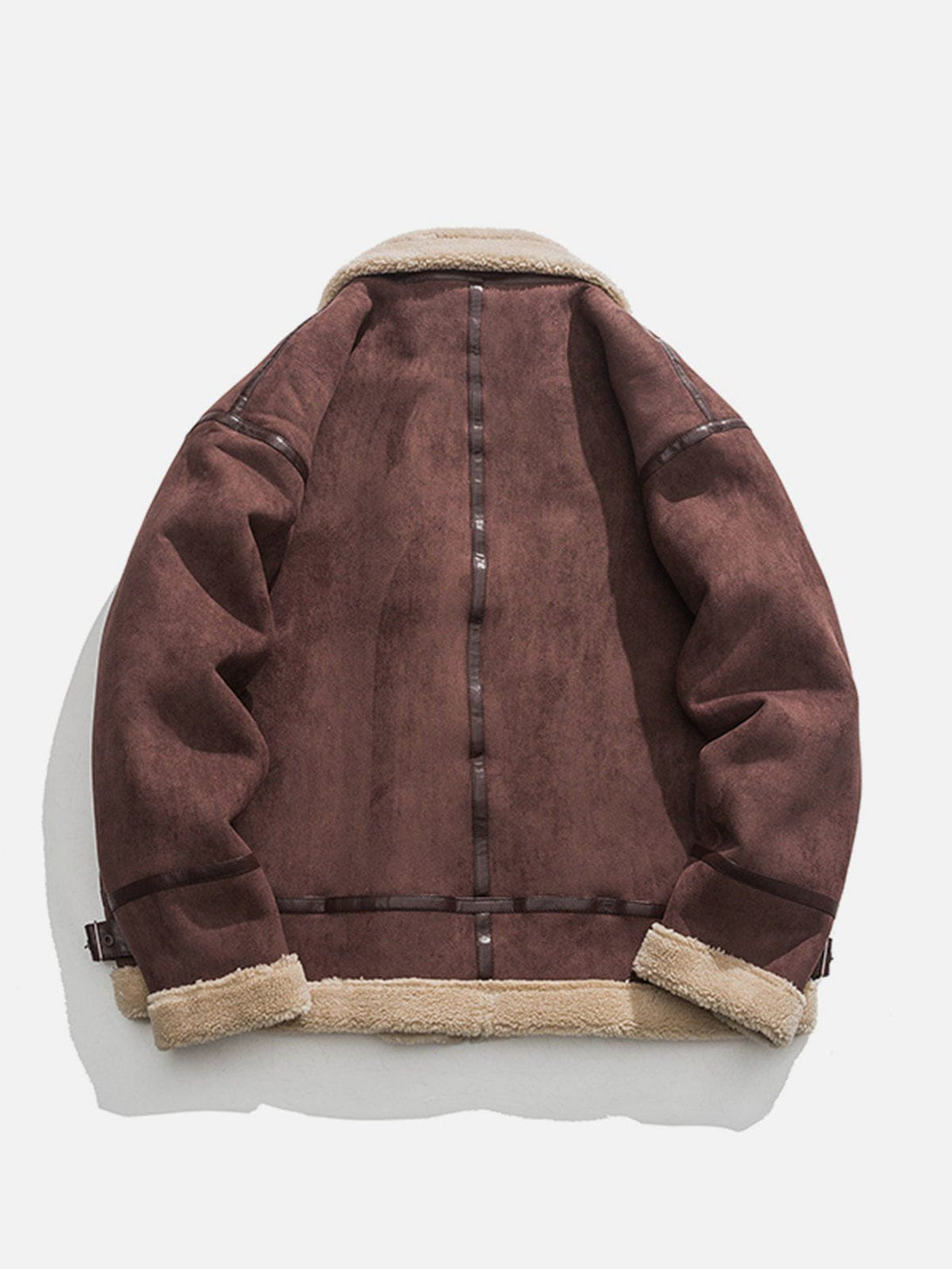 Helmiss - Patchwork Suede Sherpa Winter Coat- Streetwear Fashion - helmiss.com