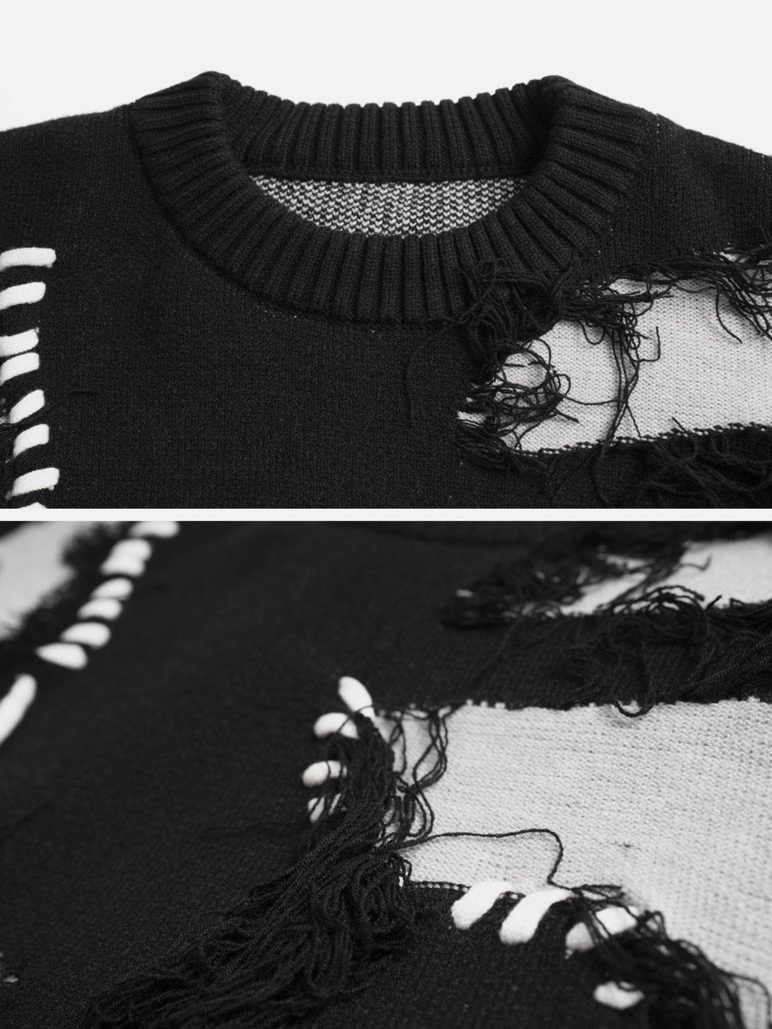 Helmiss - Patchwork Tassel Sweater- Streetwear Fashion - helmiss.com