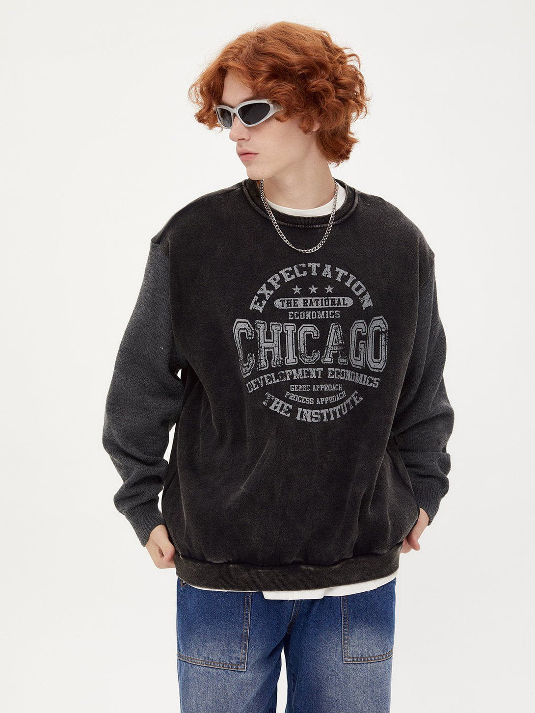 Helmiss - Patchwork Thick Letter Print Sweatshirt- Streetwear Fashion - helmiss.com