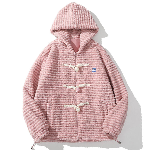 Helmiss - Pearl Disc Buckle Hood Winter Coat- Streetwear Fashion - helmiss.com