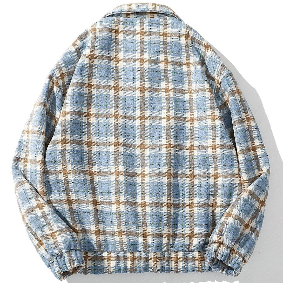 Helmiss - Plaid Bear Charm Winter Coat- Streetwear Fashion - helmiss.com