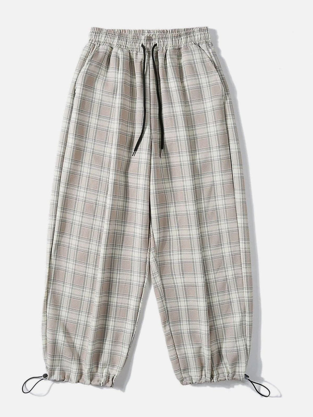 Helmiss - Plaid Drawstring Casual Pants- Streetwear Fashion - helmiss.com