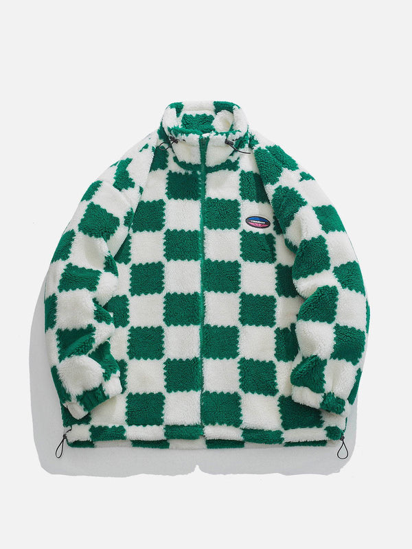 Helmiss - Plaid Drawstring Winter Coat- Streetwear Fashion - helmiss.com