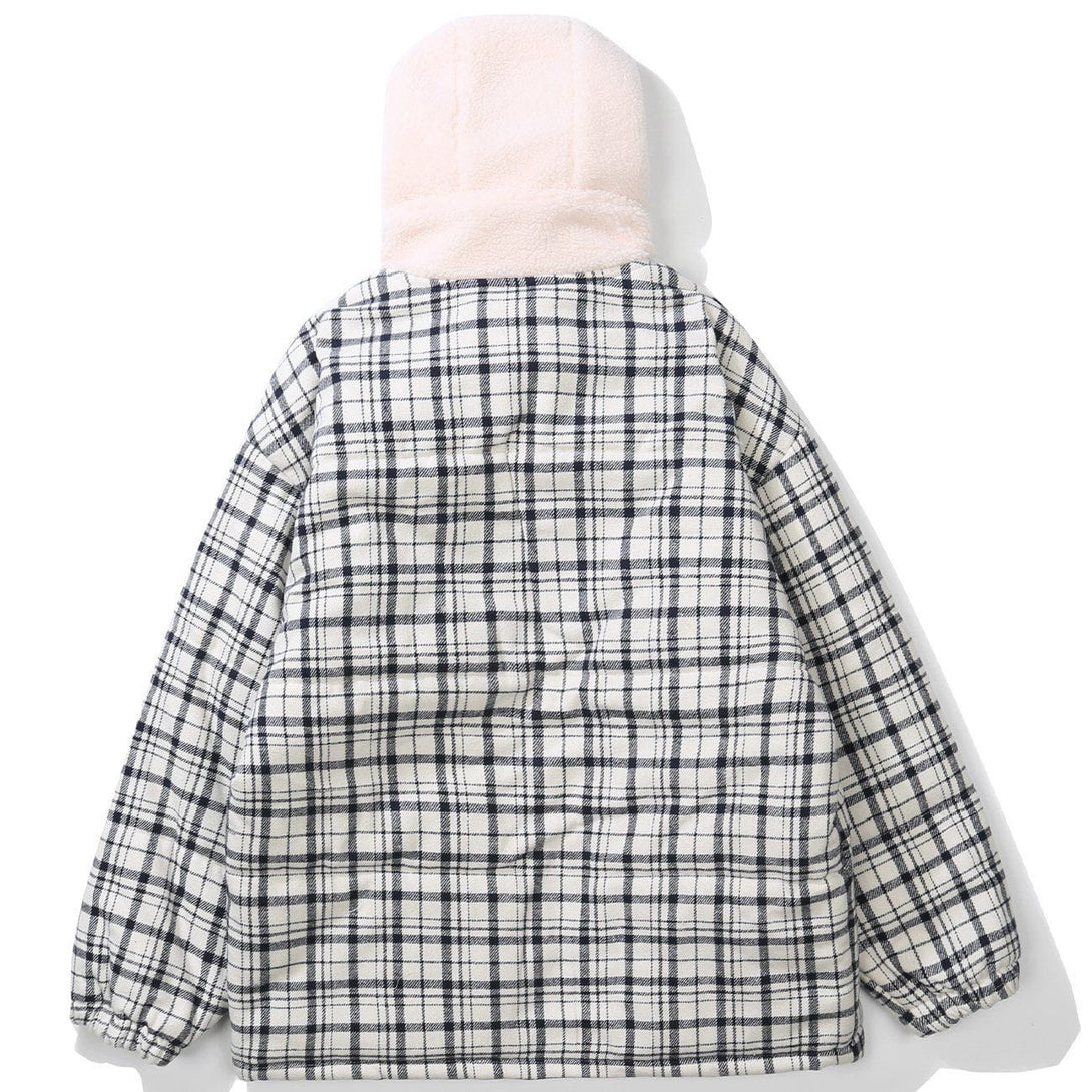 Helmiss - Plaid Patchwork Winter Coat- Streetwear Fashion - helmiss.com