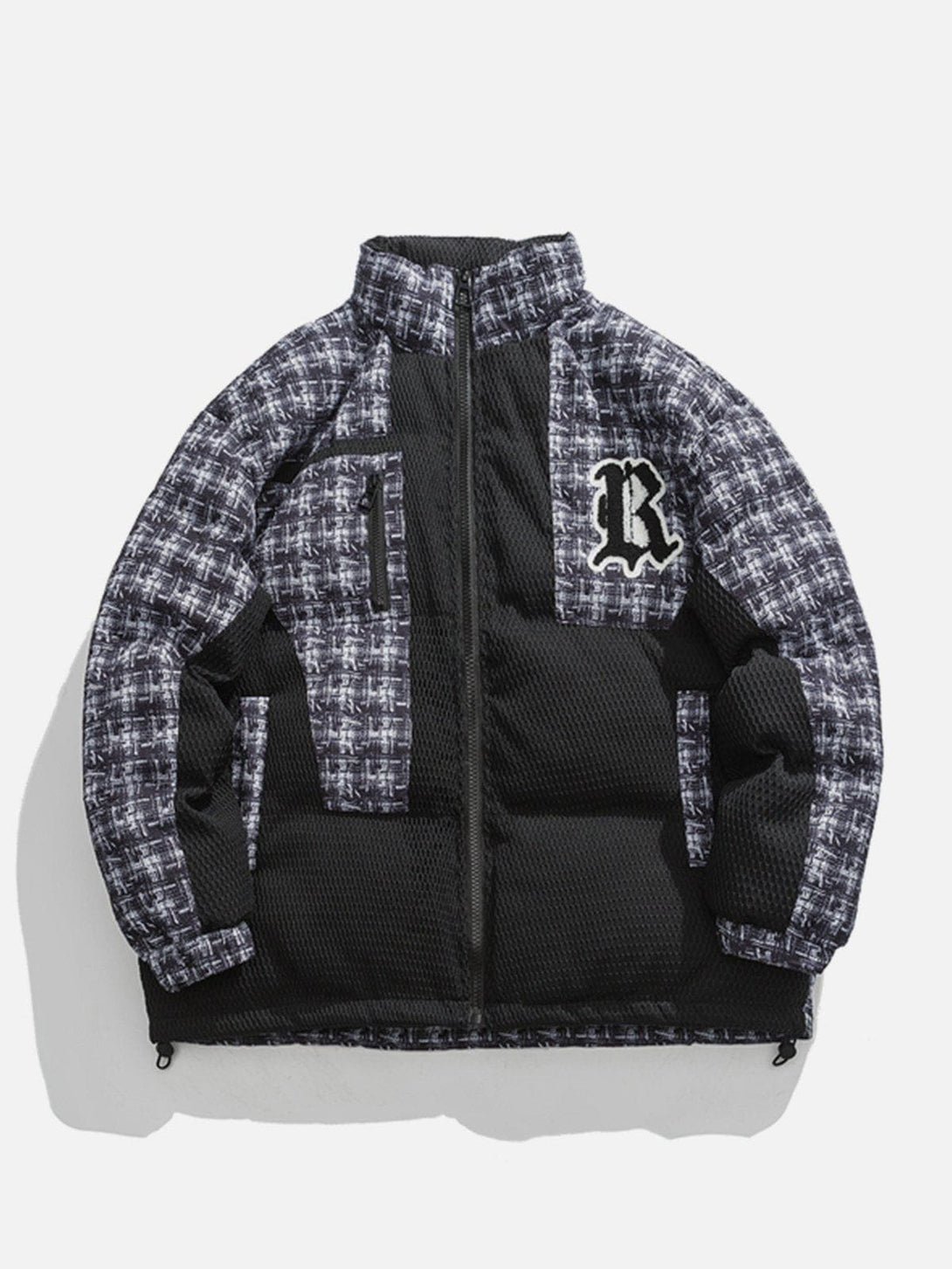 Helmiss - Plaid Patchwork Winter Coat- Streetwear Fashion - helmiss.com