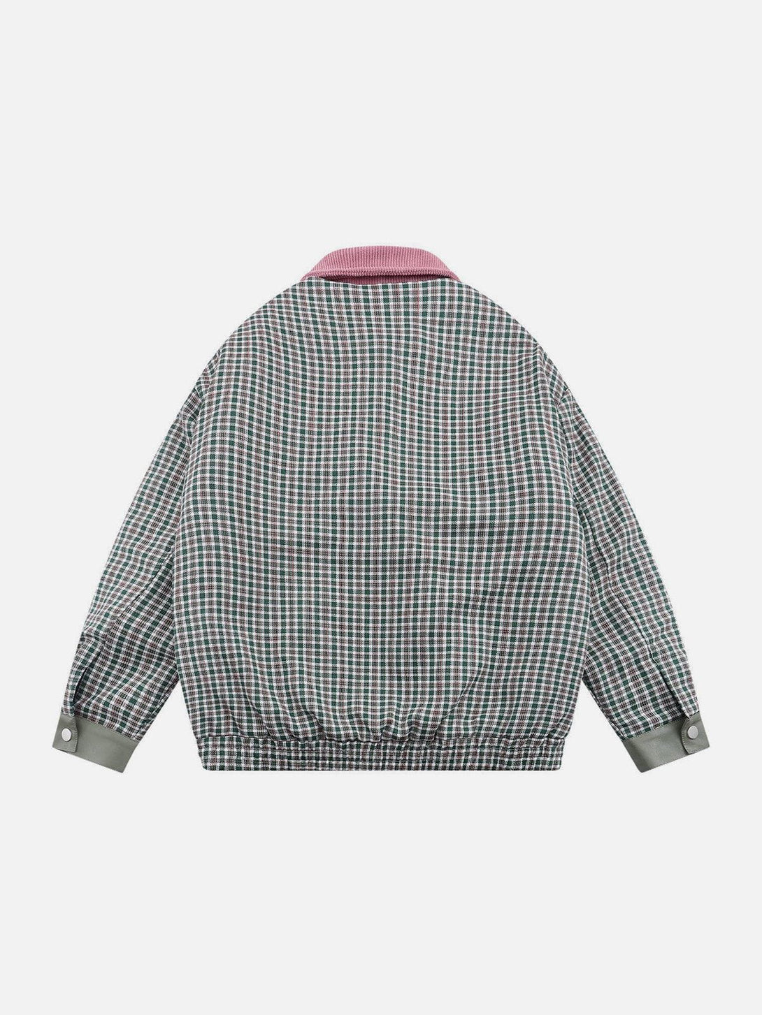 Helmiss - Plaid Polo Stitching Winter Coat- Streetwear Fashion - helmiss.com