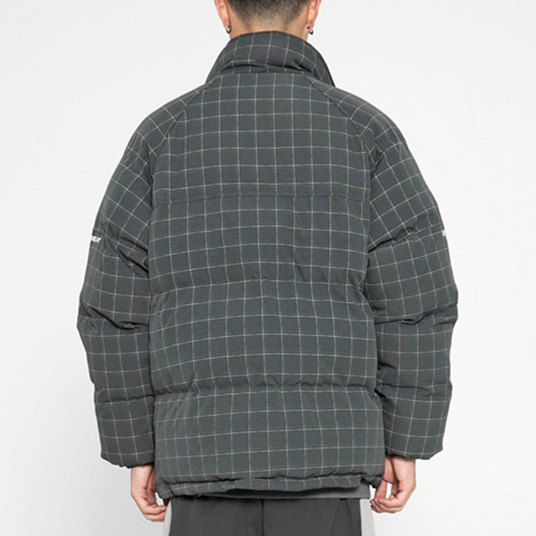 Helmiss - Plaid Print Winter Coat- Streetwear Fashion - helmiss.com