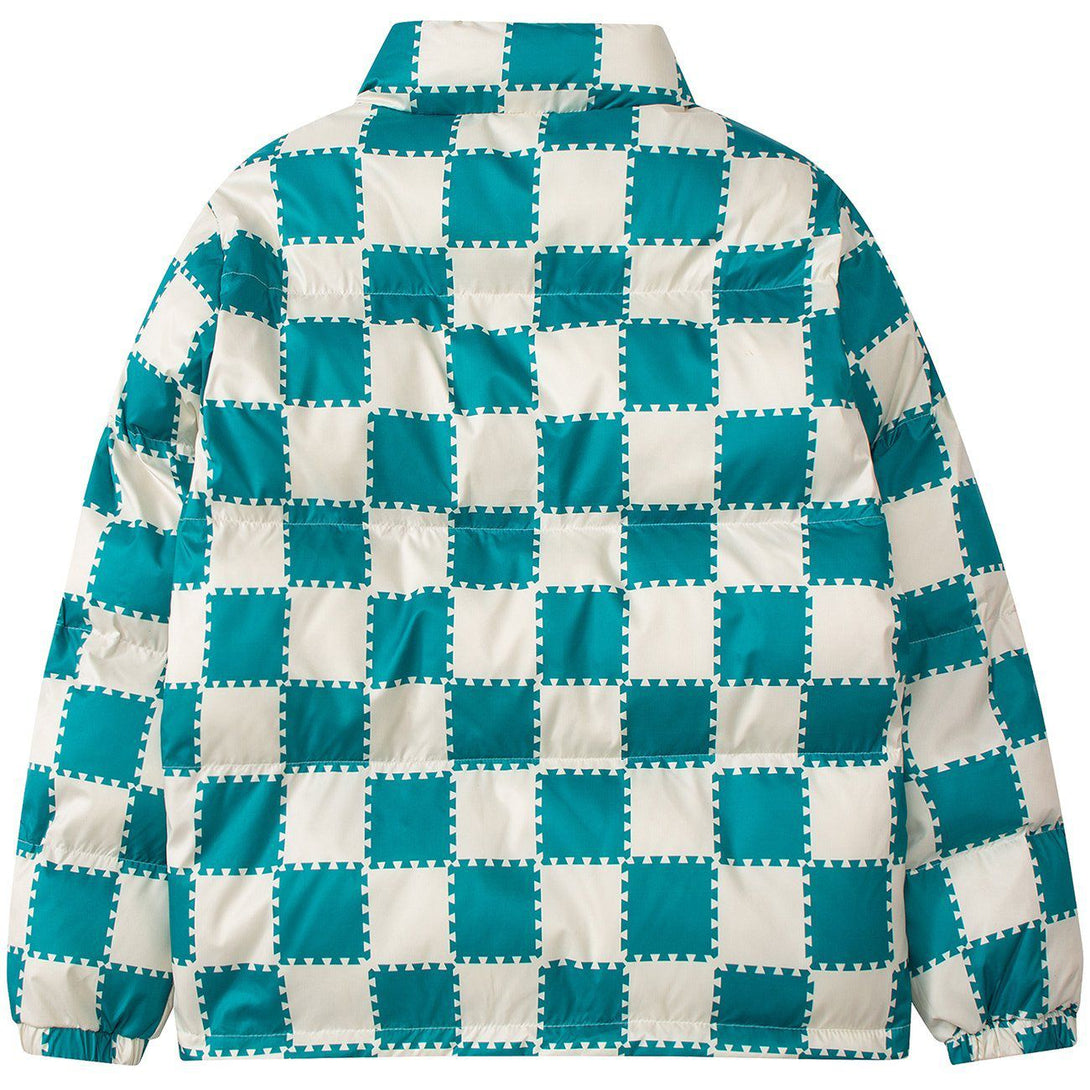 Helmiss - Plaid Print Winter Coat- Streetwear Fashion - helmiss.com