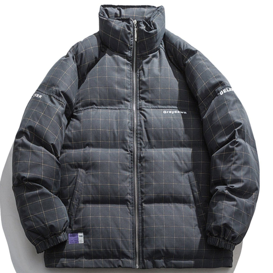 Helmiss - Plaid Print Winter Coat- Streetwear Fashion - helmiss.com