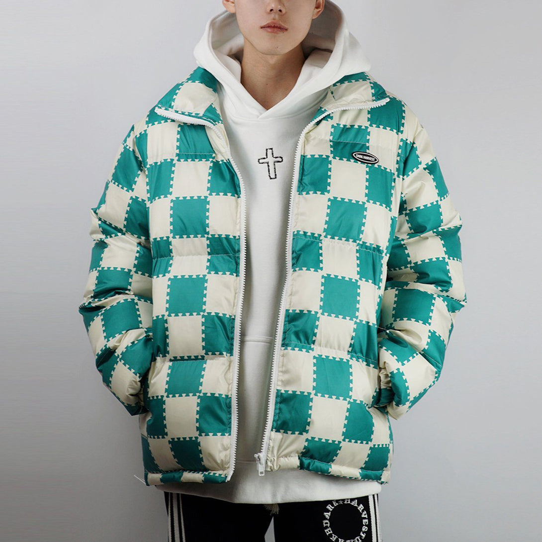 Helmiss - Plaid Print Winter Coat- Streetwear Fashion - helmiss.com