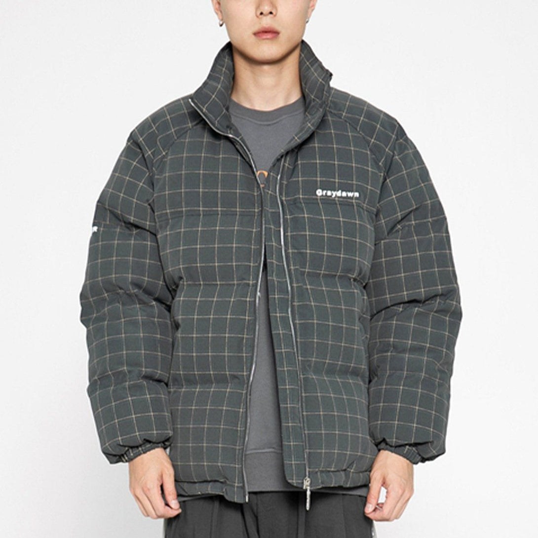 Helmiss - Plaid Print Winter Coat- Streetwear Fashion - helmiss.com