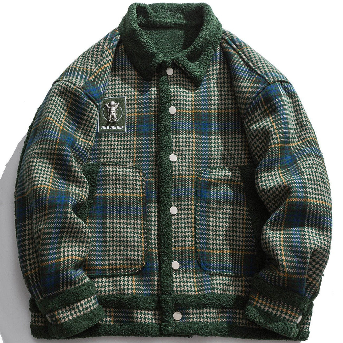 Helmiss - Plaid Sherpa Winter Coat- Streetwear Fashion - helmiss.com