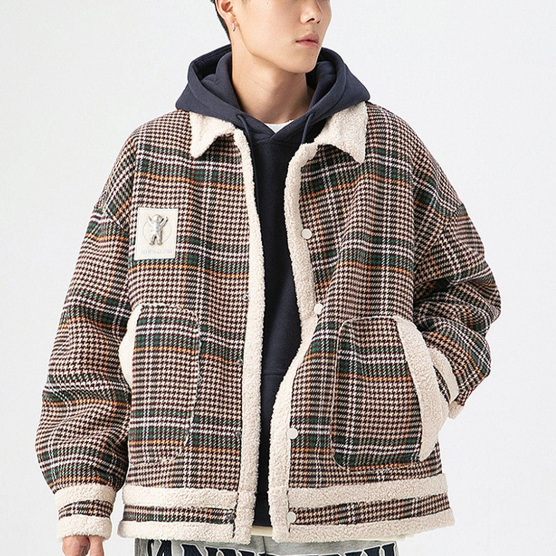 Helmiss - Plaid Sherpa Winter Coat- Streetwear Fashion - helmiss.com