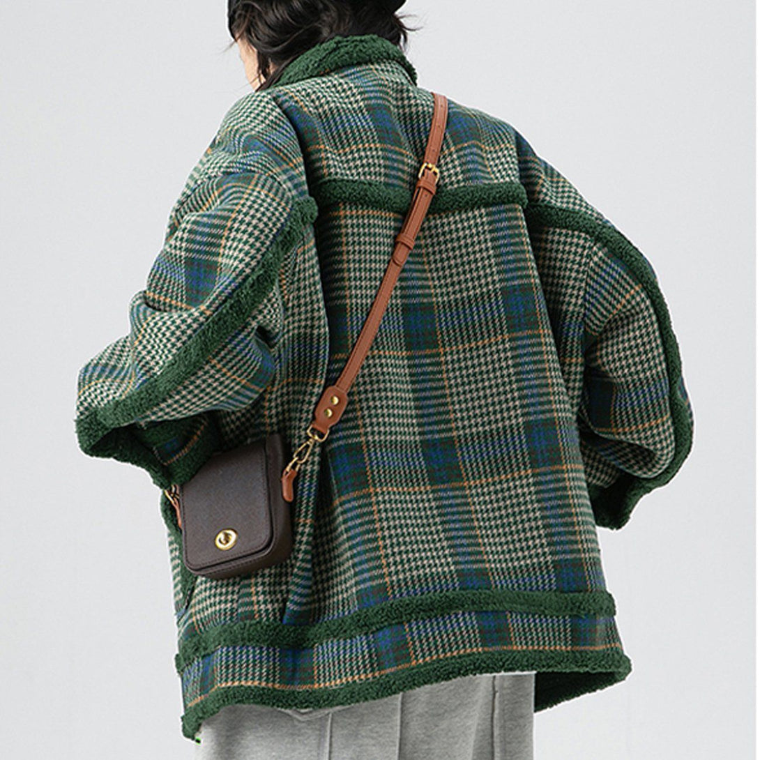 Helmiss - Plaid Sherpa Winter Coat- Streetwear Fashion - helmiss.com