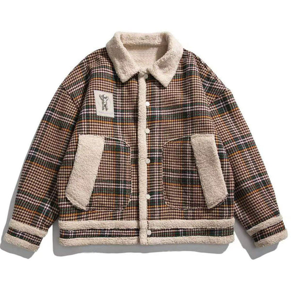 Helmiss - Plaid Sherpa Winter Coat- Streetwear Fashion - helmiss.com