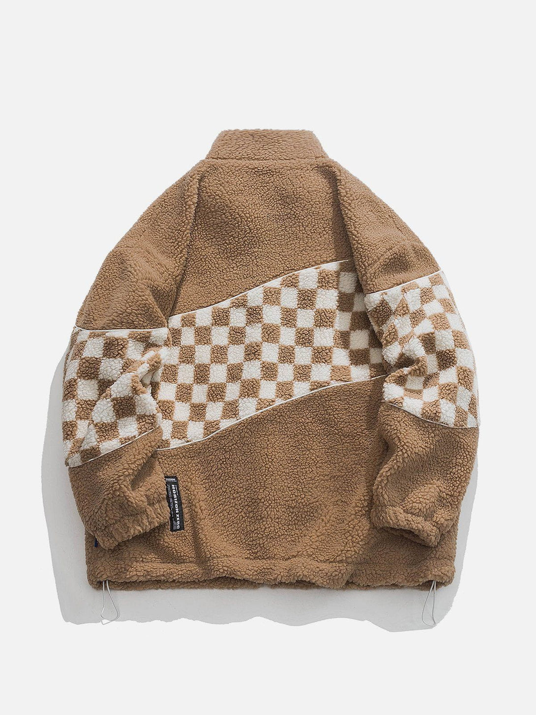 Helmiss - Plaid Splicing Sherpa Coat- Streetwear Fashion - helmiss.com