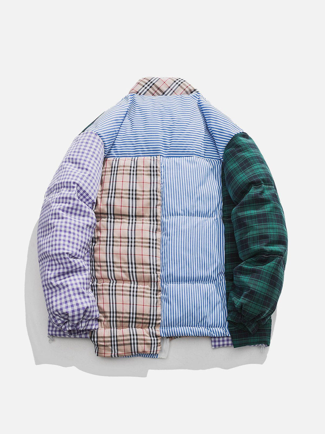 Helmiss - Plaid Splicing Winter Coat- Streetwear Fashion - helmiss.com