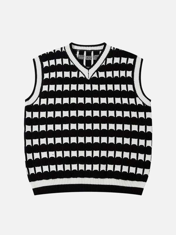 Helmiss - Plaid Stripe Sweater Vest- Streetwear Fashion - helmiss.com