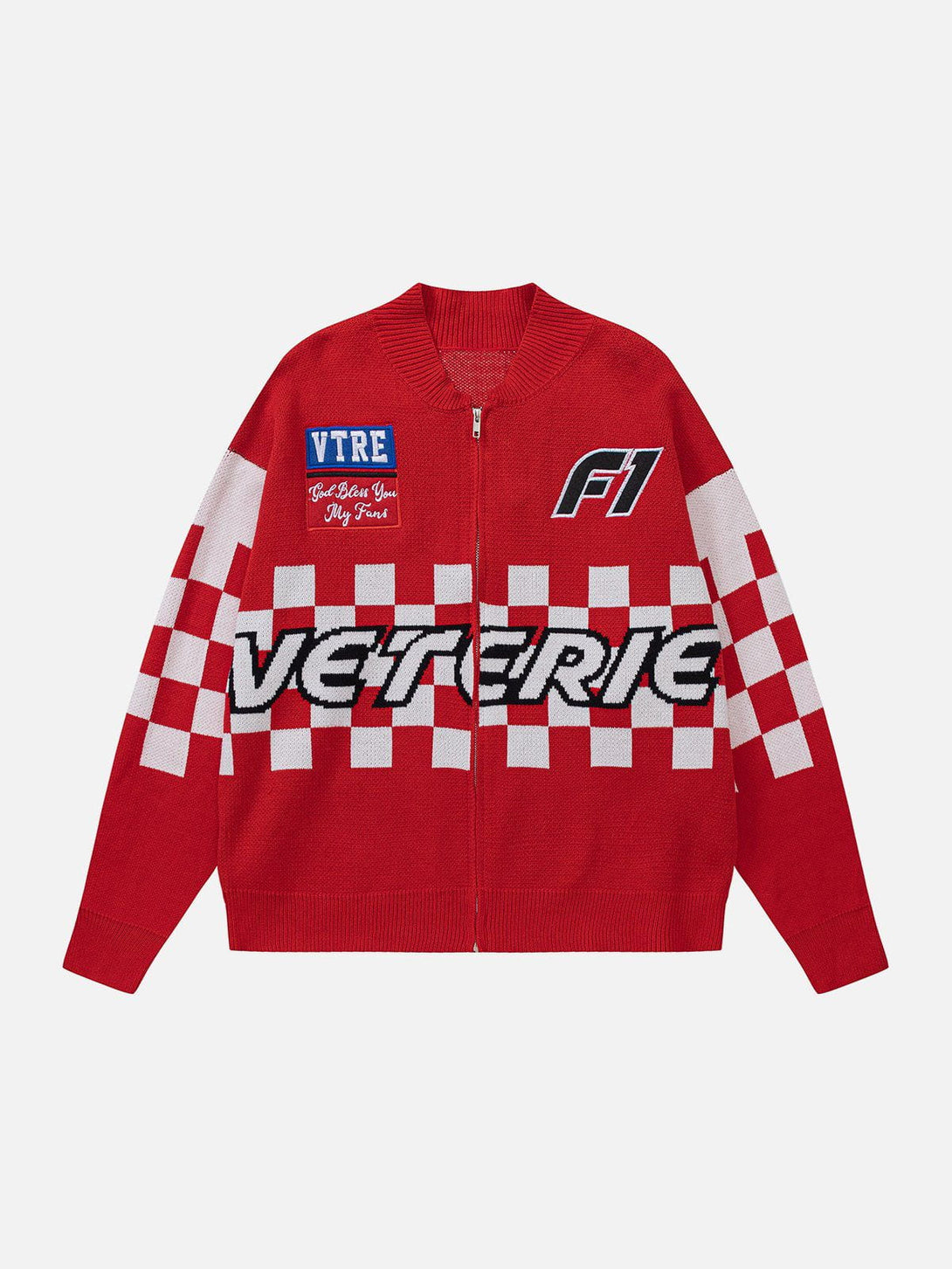 Helmiss - Plaid With Gloves Racing Cardigan- Streetwear Fashion - helmiss.com