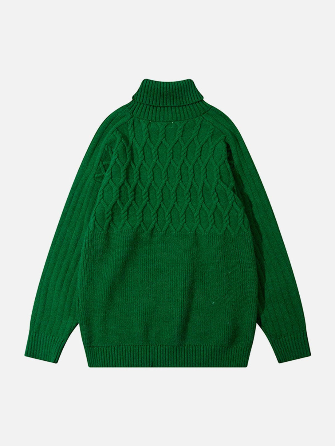 Helmiss - Plain Braided Turtleneck Sweater- Streetwear Fashion - helmiss.com