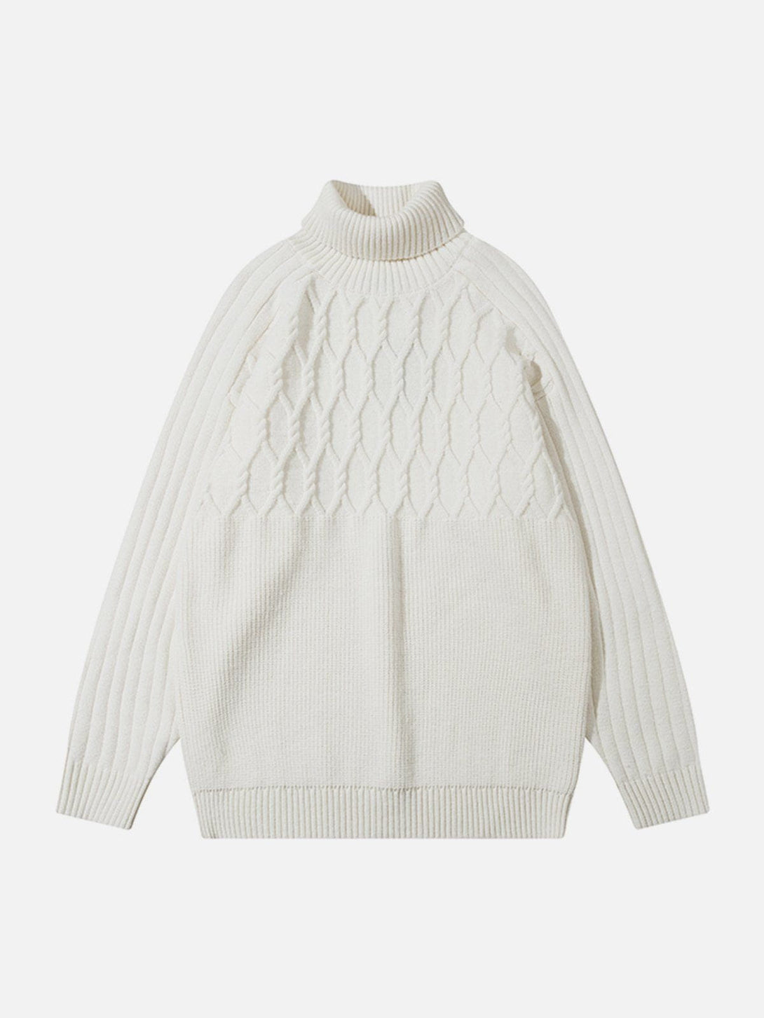 Helmiss - Plain Braided Turtleneck Sweater- Streetwear Fashion - helmiss.com