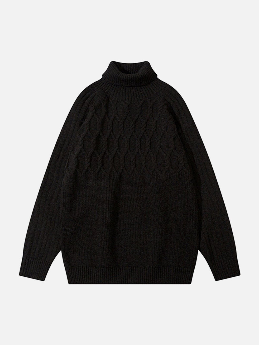 Helmiss - Plain Braided Turtleneck Sweater- Streetwear Fashion - helmiss.com