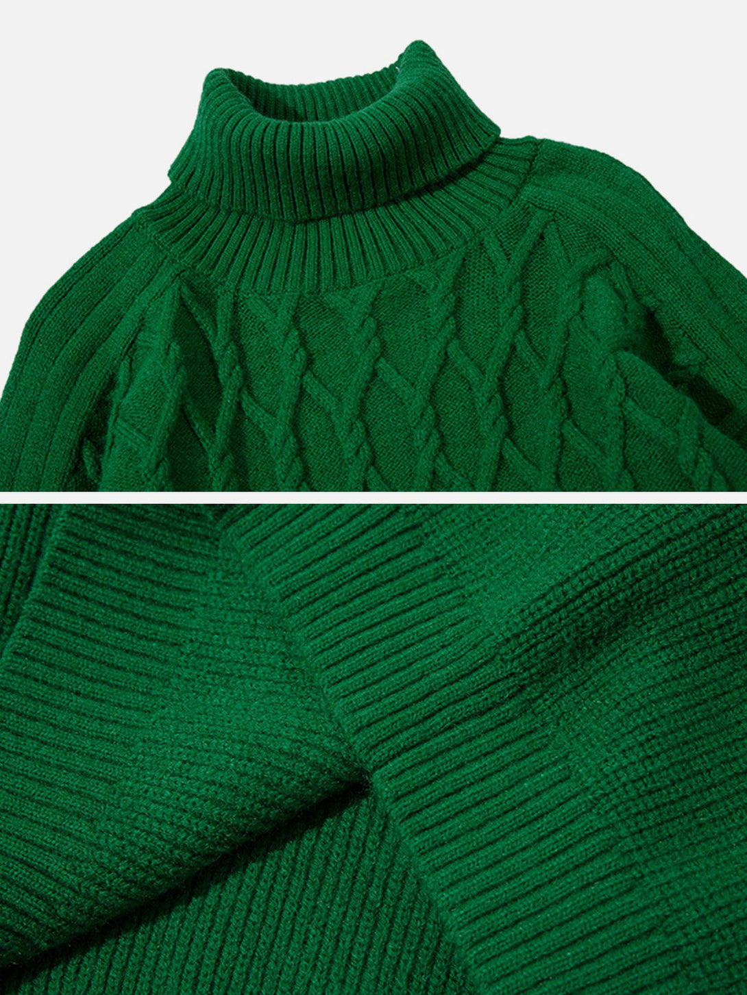 Helmiss - Plain Braided Turtleneck Sweater- Streetwear Fashion - helmiss.com