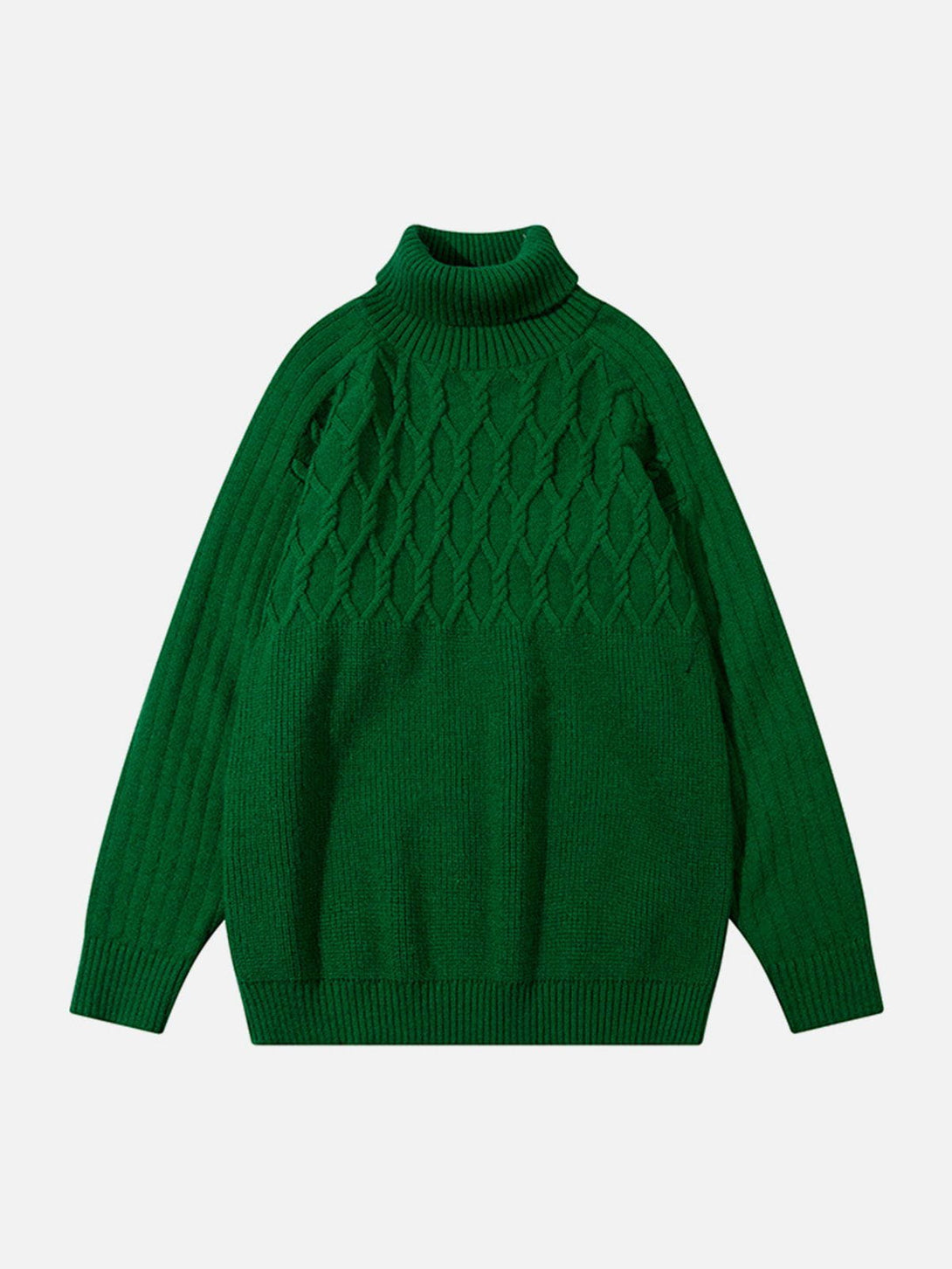 Helmiss - Plain Braided Turtleneck Sweater- Streetwear Fashion - helmiss.com