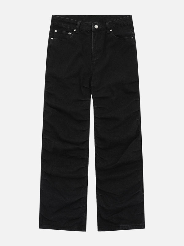 Helmiss - Pleated Laminated Design Jeans- Streetwear Fashion - helmiss.com