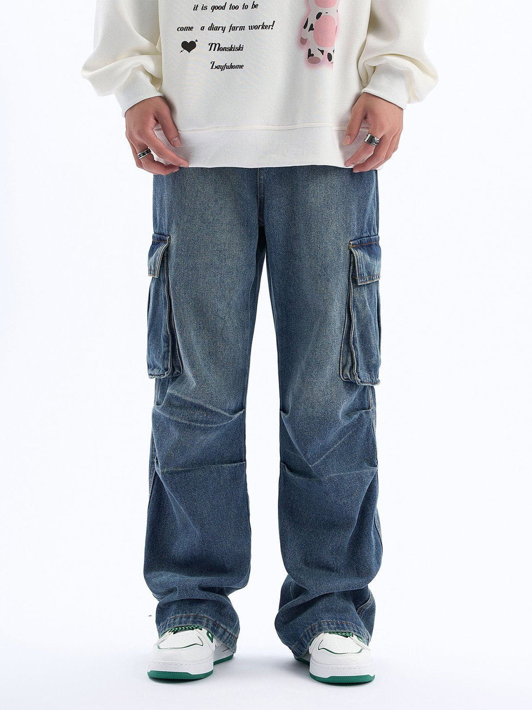 Helmiss - Pleats Multi-Pocket Jeans- Streetwear Fashion - helmiss.com